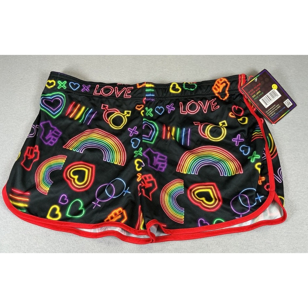 Uzzi Amphibious Gear Pride Neon Swim Shorts Large UPF 50 Rainbow NWT‎